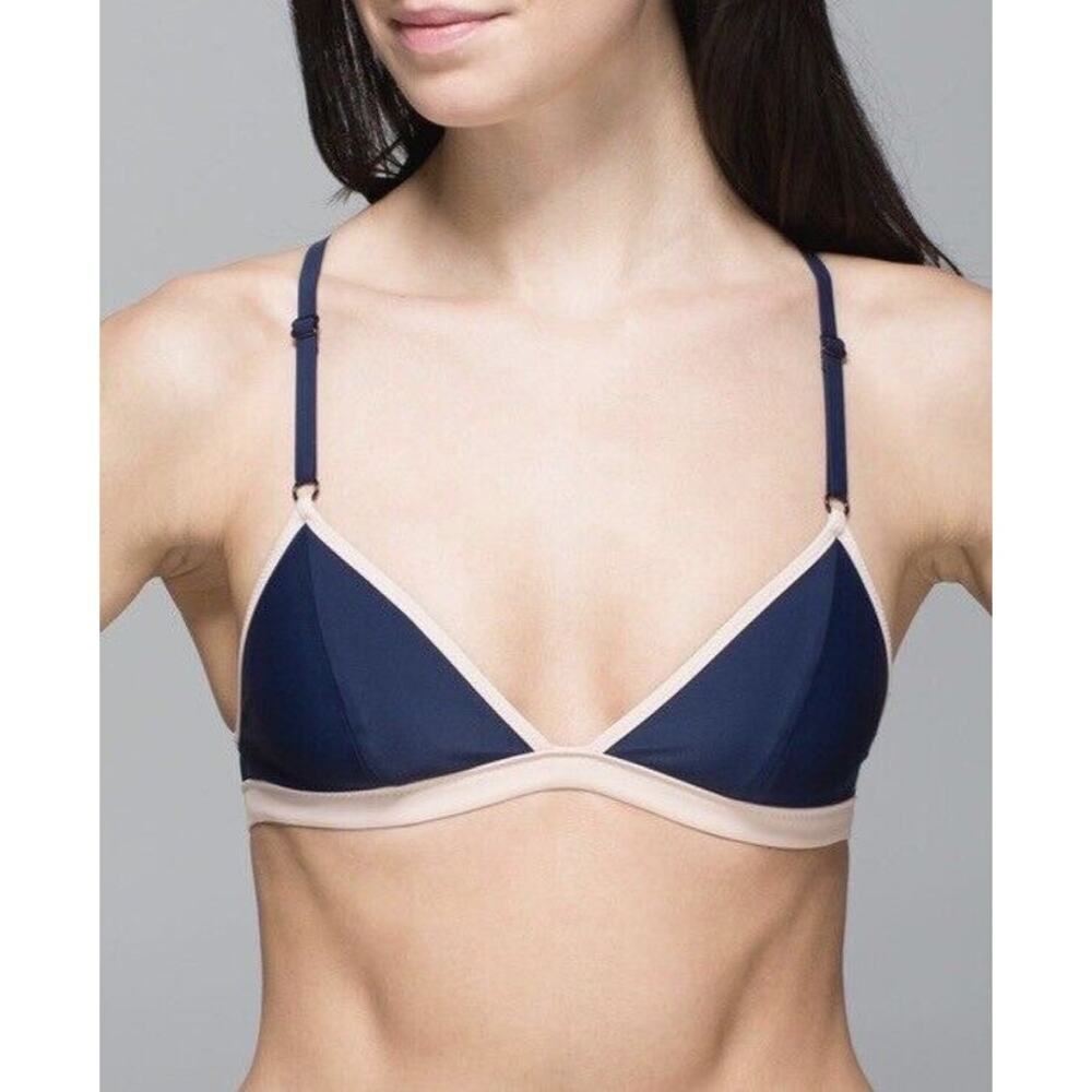 Lululemon Blue & White Surf To Sand Triangle Bikini Top